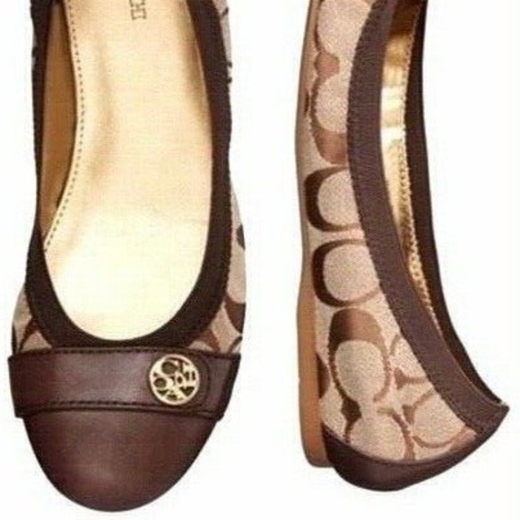 Coach Signature Ballet Flats Khaki Brown - Picture 5 of 6